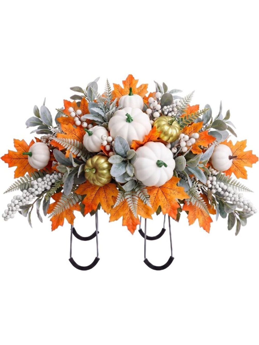 Autumn Floral Arrangement for Grave Decoration | Fall Pumpkins & Silk Flowers